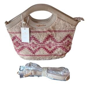 Simply Southern Tan Sherpa Aztec Clutch Bag Purse NWT Detachable Strap